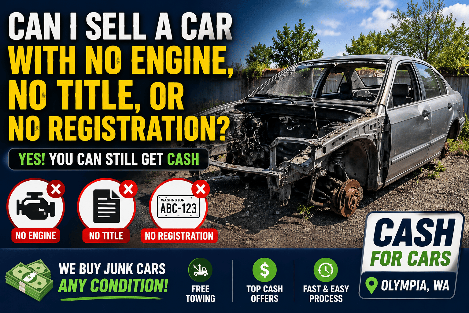Can I Sell a Car With No Engine, No Title, or No Registration