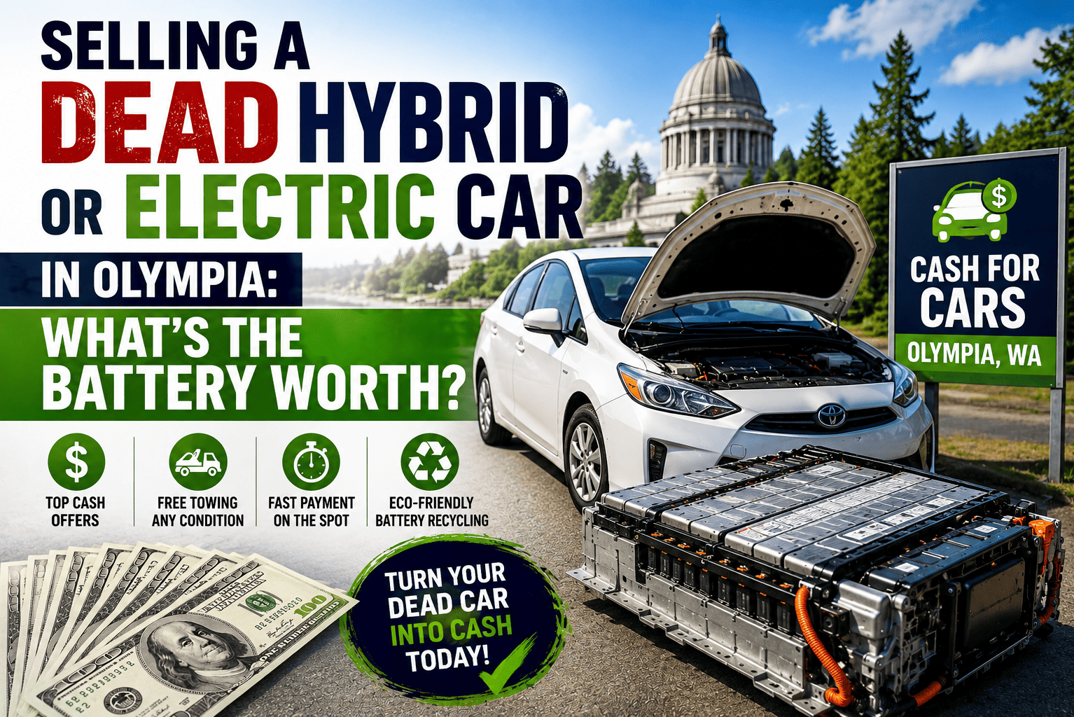 Selling a Dead Hybrid or Electric Car in Olympia: What's the Battery Worth?
