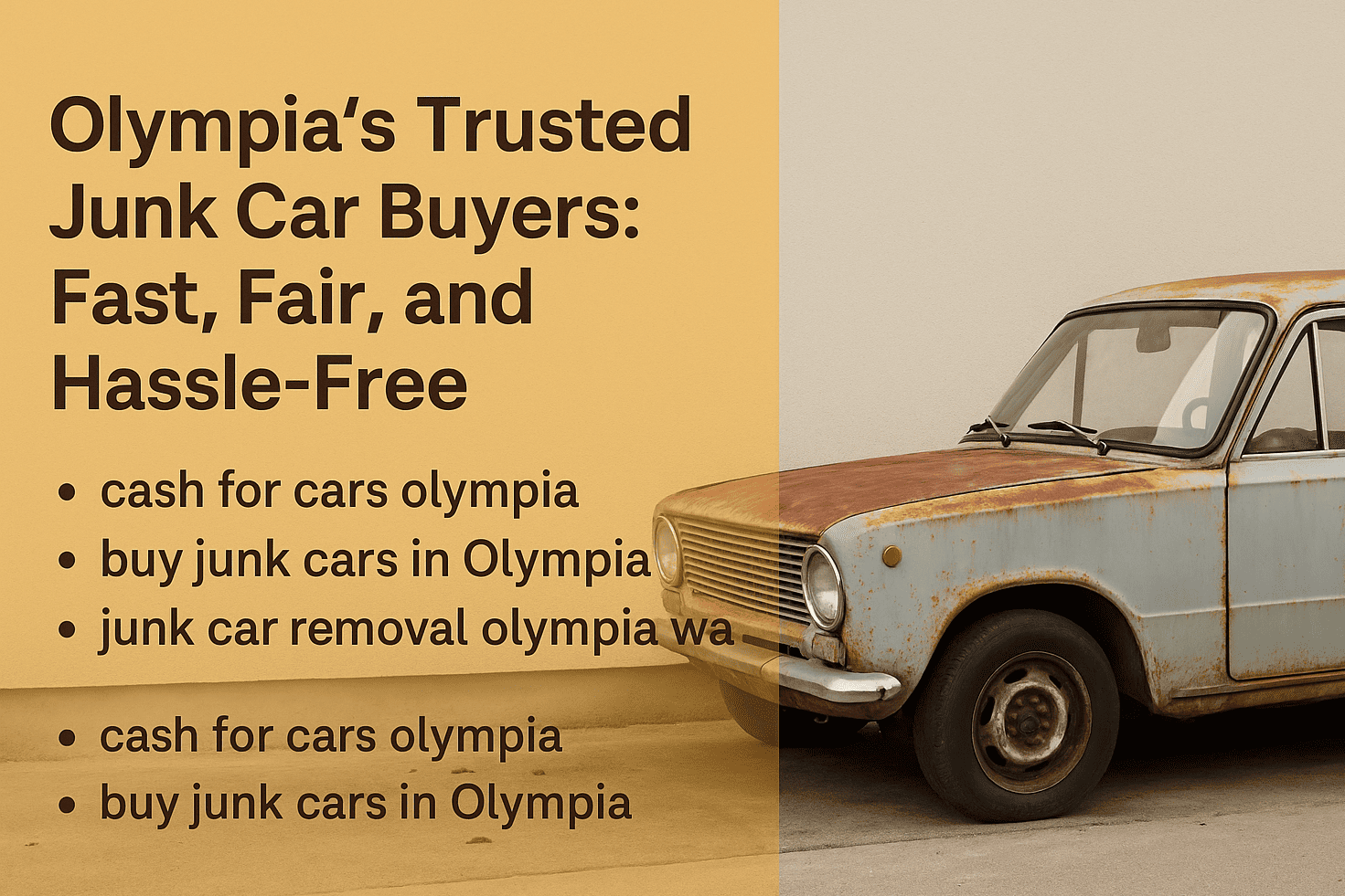 Olympia’s Trusted Junk Car Buyers: Fast, Fair, and Hassle-Free