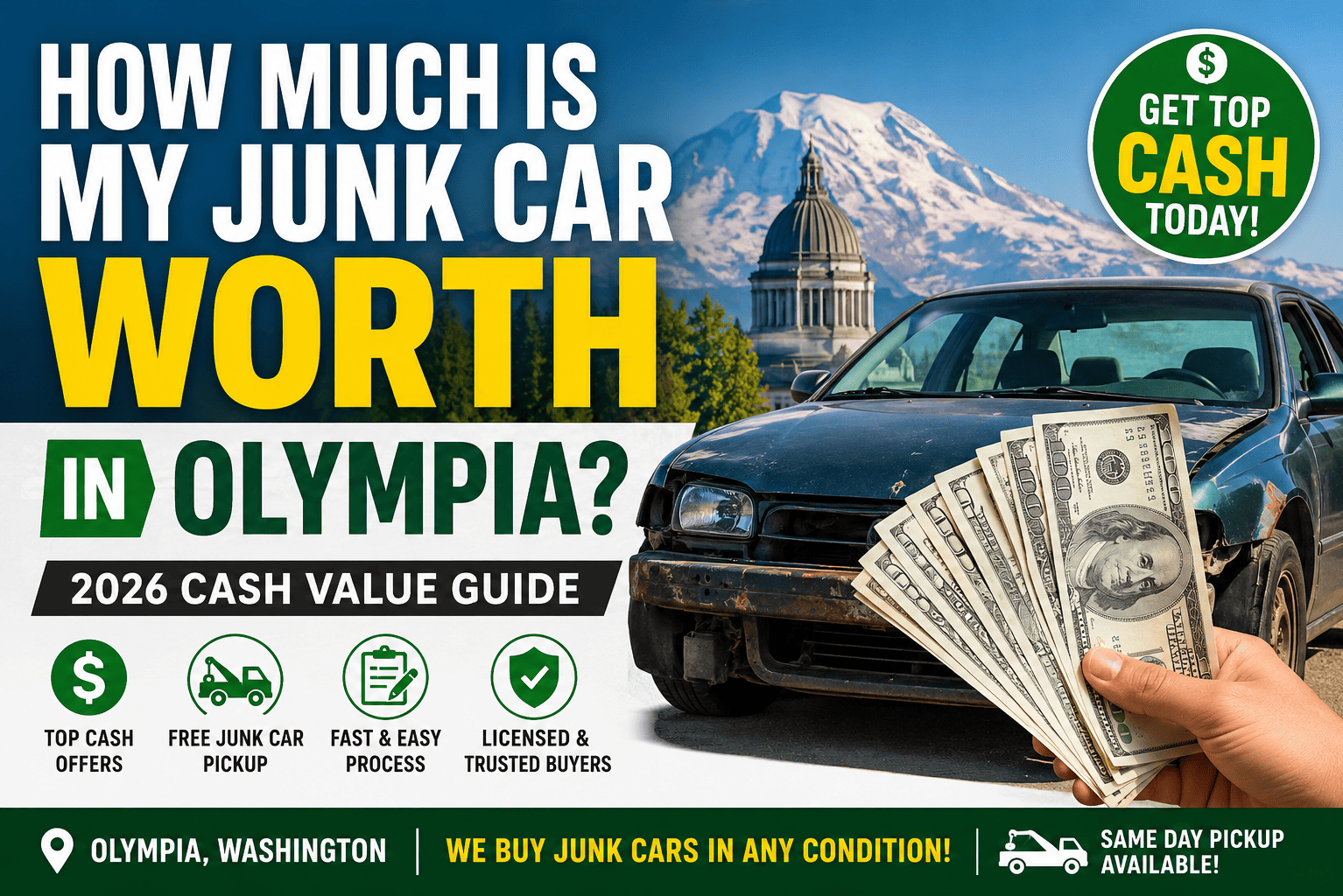 How Much Is My Junk Car Worth in Olympia? 2026 Cash Value Guide